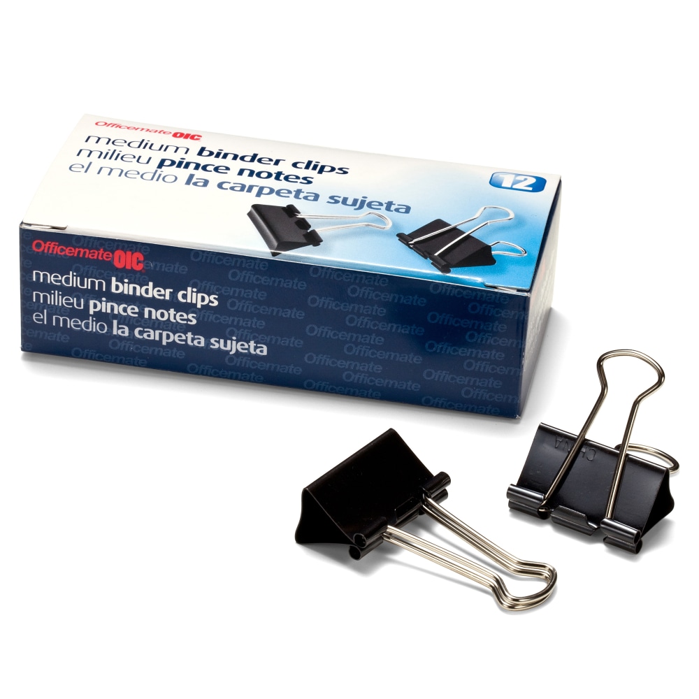 OIC® Binder Clips, Medium, 1 1/4", Black, Box