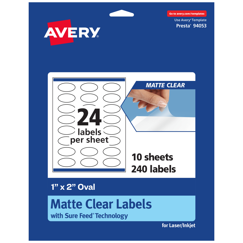 Avery® Permanent Labels With Sure Feed®, 94053-CMF10, Oval,