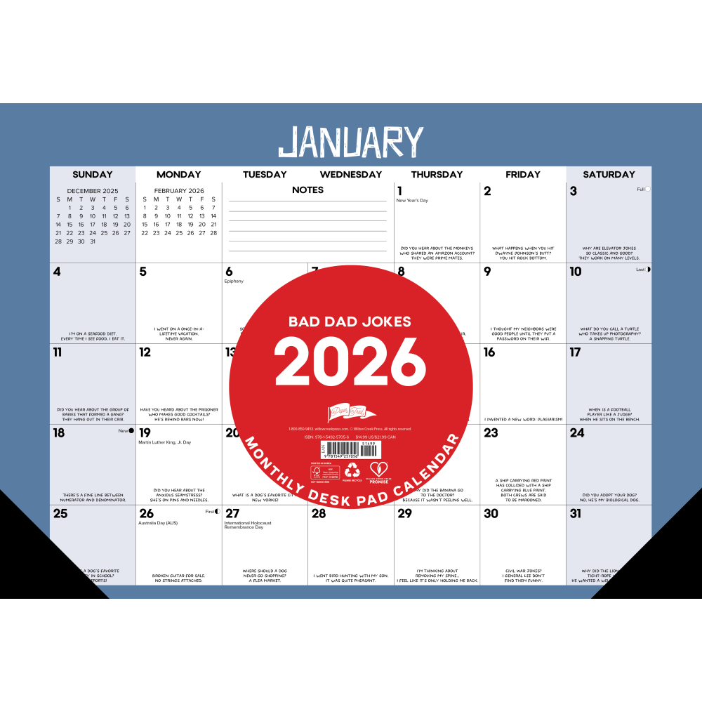 2026 Willow Creek Press Monthly Desk Pad Calendar,