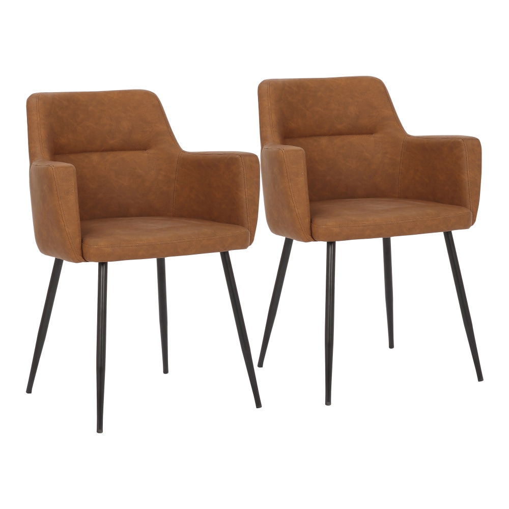 LumiSource Andrew Accent Chairs, Camel/Black, Set Of 2