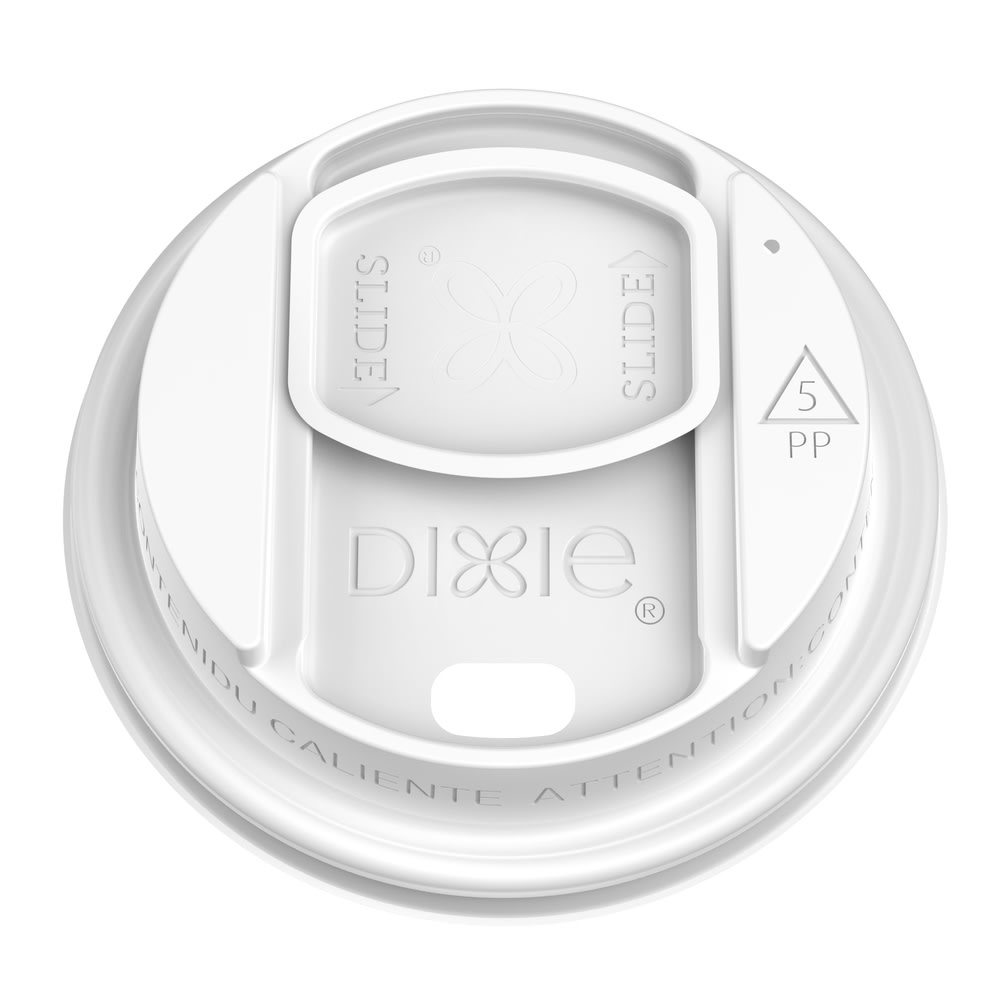 Dixie® Sliding Hot Cup Lids, 20 Oz, White,