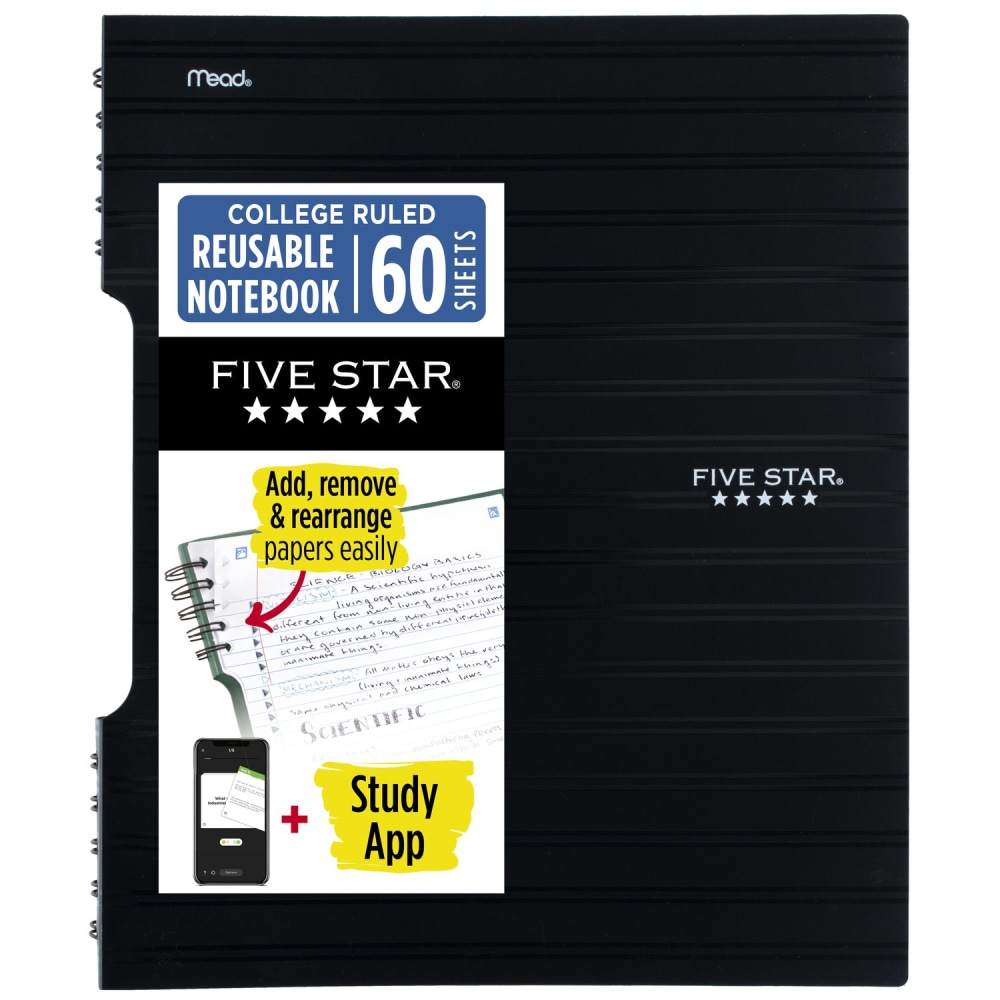 Five Star® Reusable Notebook Plus Study App, College