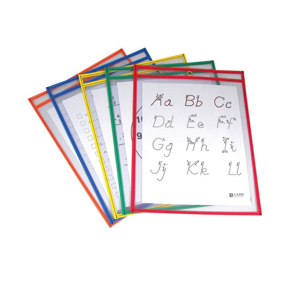 C Line® Reusable Dry-Erase Pockets, 9" x 12",