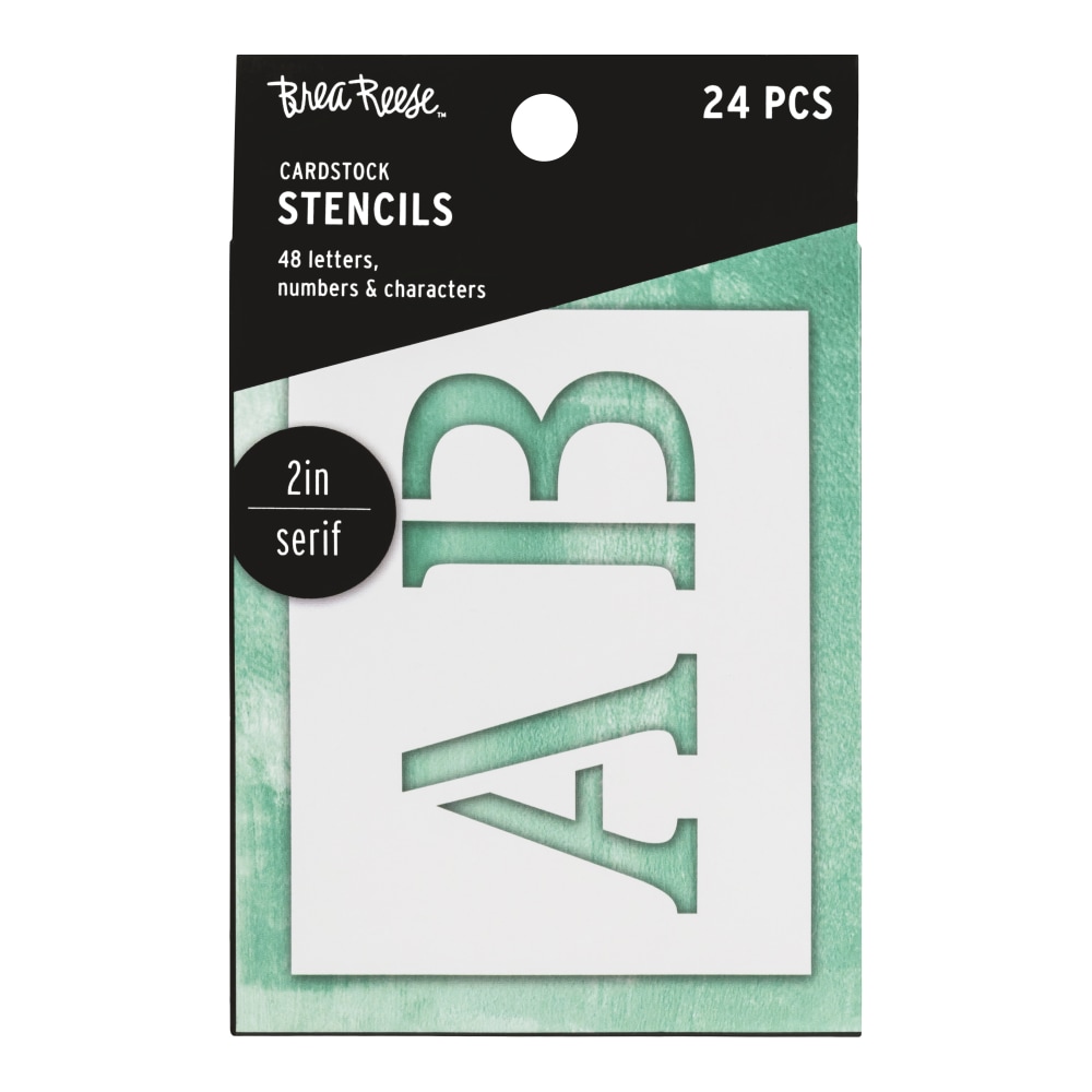 Brea Reese Serif Cardstock Stencils, 2", White, Pack