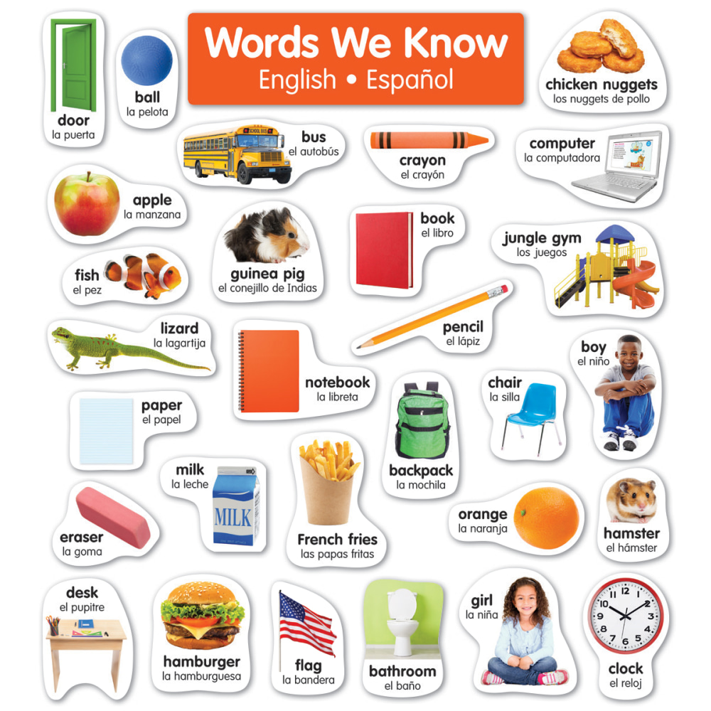 Scholastic English-Spanish Photo Word Wall Bulletin Board Set,