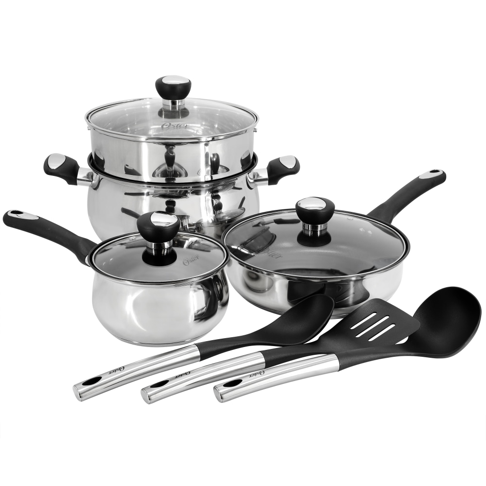 Oster Baldwyn 10-Piece Stainless Steel Nonstick Belly-Shaped