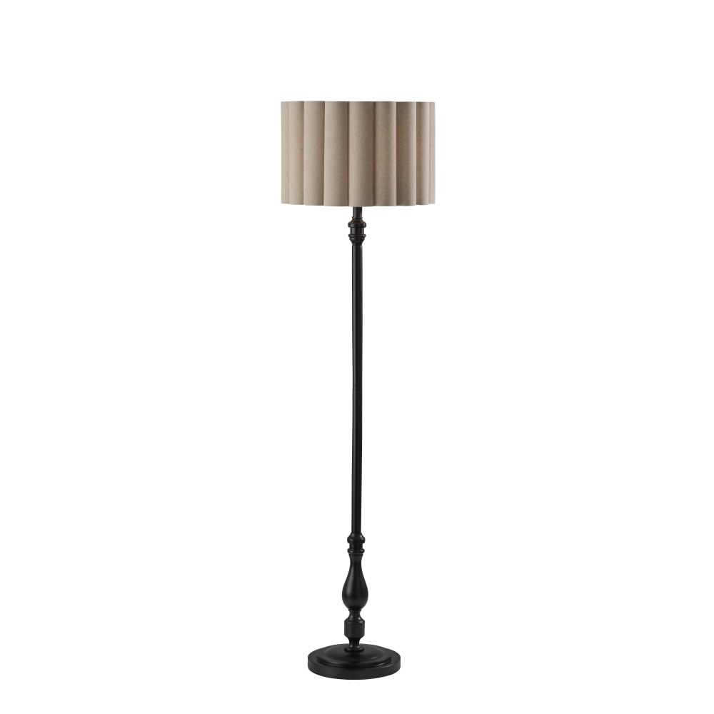 Adesso Claret Floor Lamp, Black with Off-White Fabric