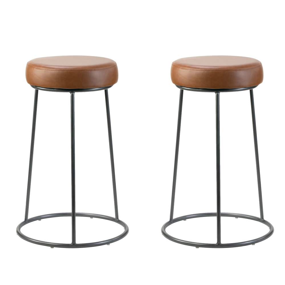 Glamour Home Amie Counter-Height Stools, Brown/Gunmetal Gray, Set