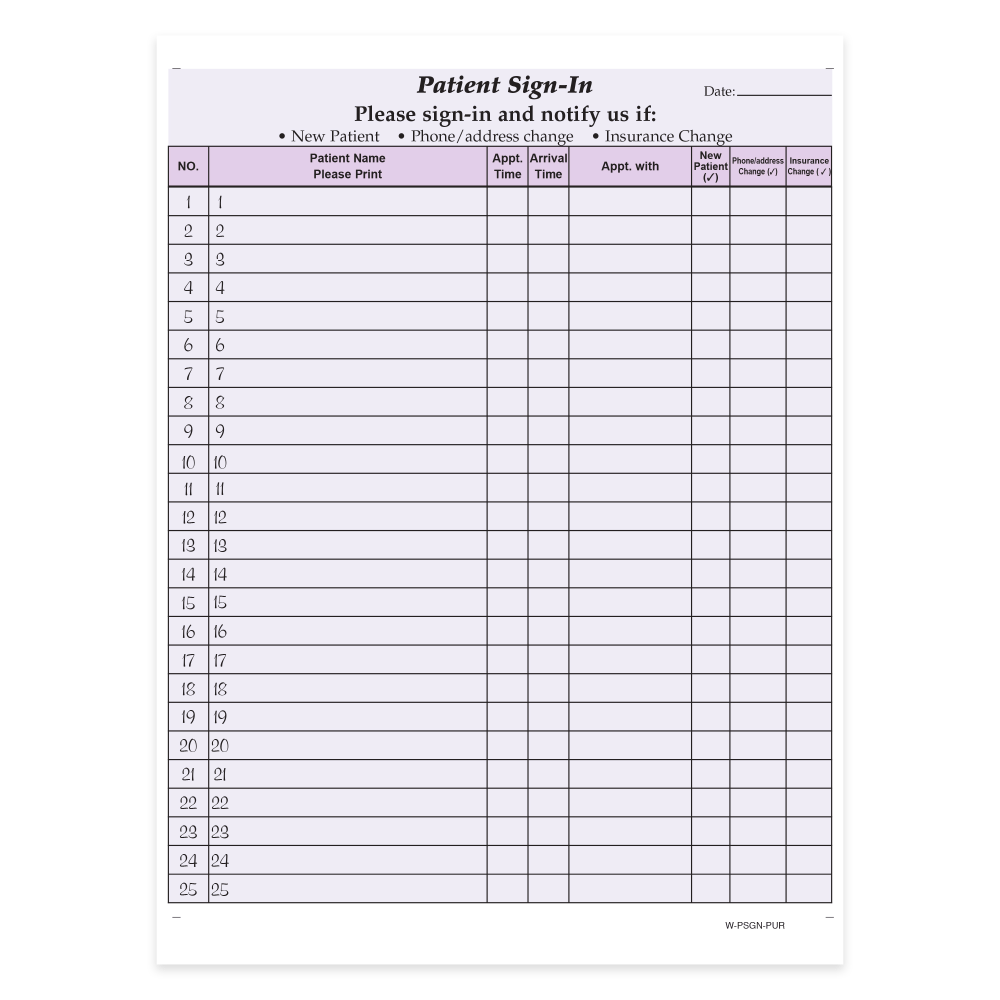 HIPAA Compliant Patient/Visitor Privacy 2-Part Sign-In Sheets,