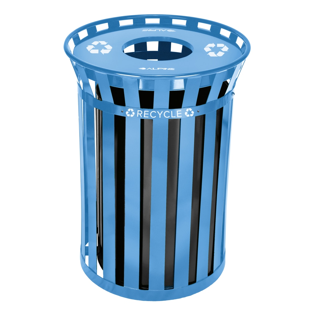 Alpine Industries Outdoor Metal Recycling Receptacle, 38 Gallons,