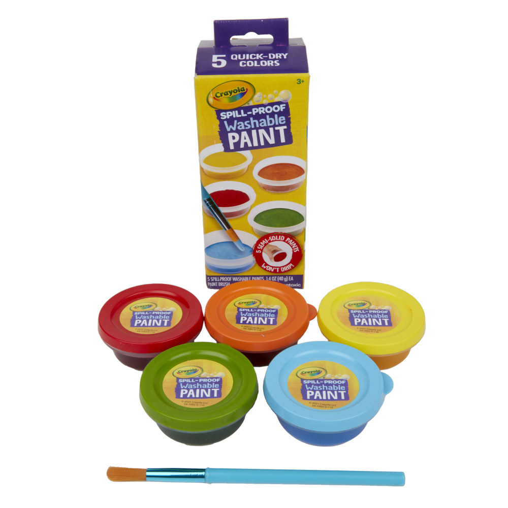 Crayola Spill Proof Washable Paint 5CT SET W/Brush