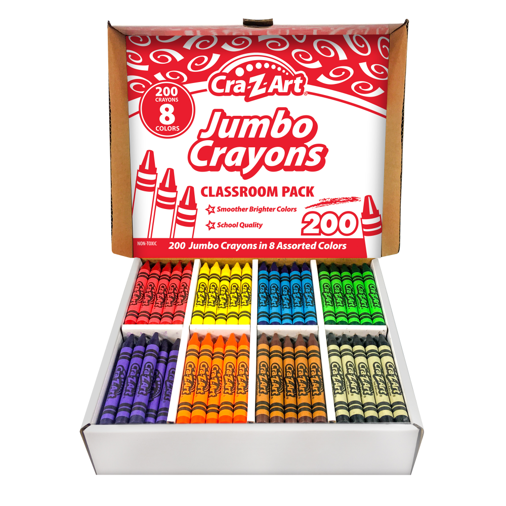 Cra-Z-Art Crayons Class Pack, Jumbo, 8 Assorted Colors,