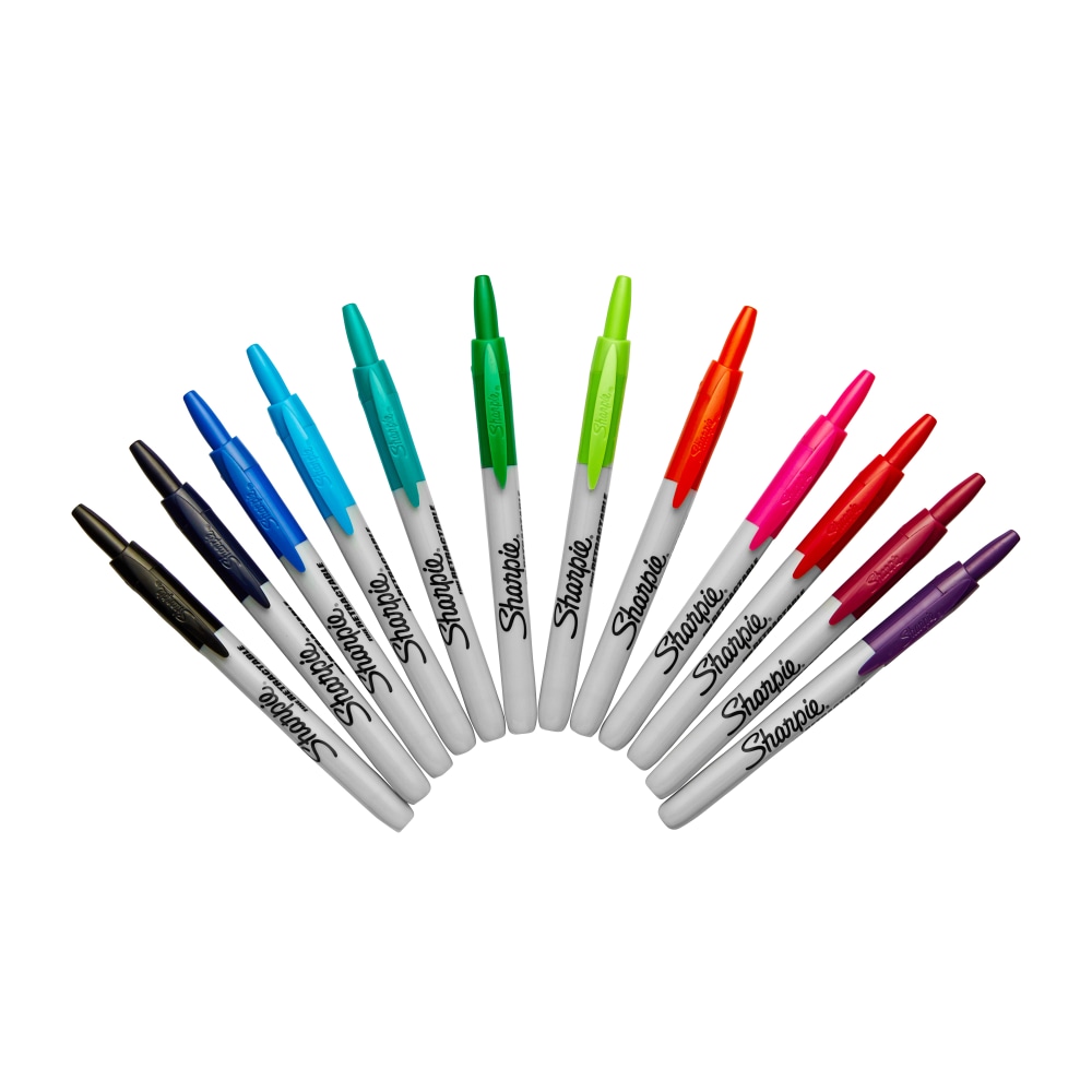 Sharpie® Retractable Permanent Markers, Fine Point, Assorted, Box