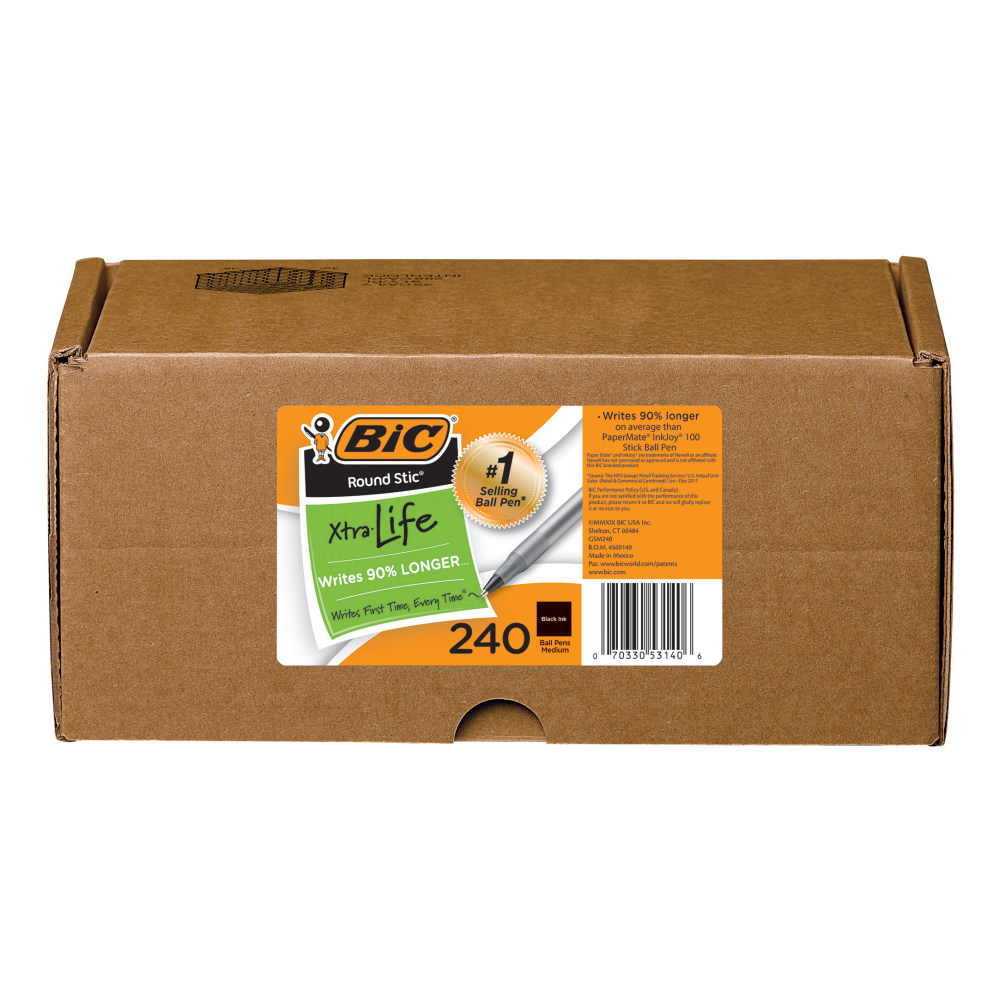 BIC Round Stic Xtra Life Ballpoint Pens, Medium