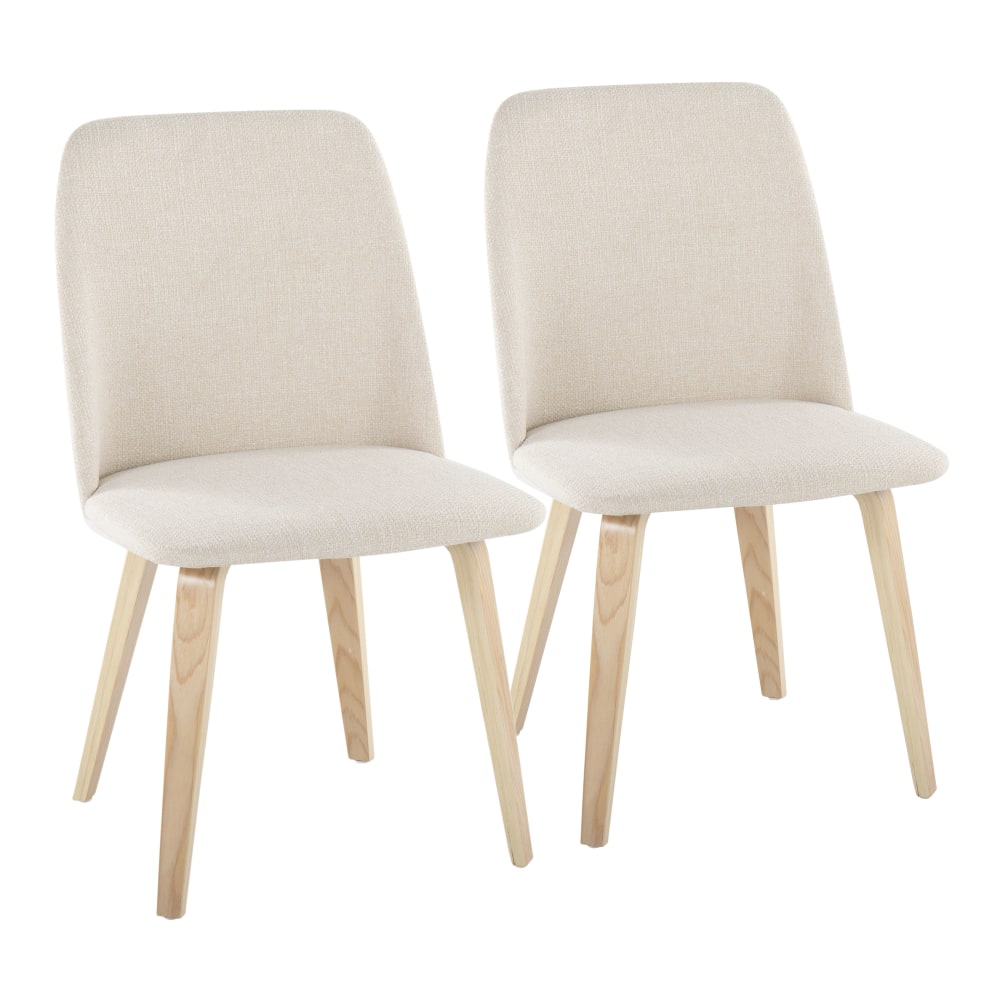 LumiSource Toriano Fabric And Wood Dining Chairs, Cream/Natural,