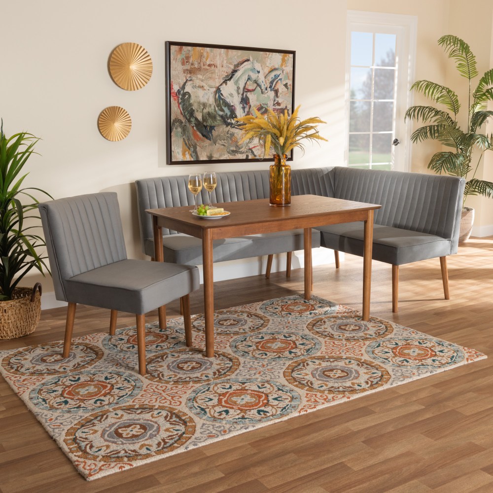 Baxton Studio Alvis 4-Piece Dining Nook Set, 27-3/4”H