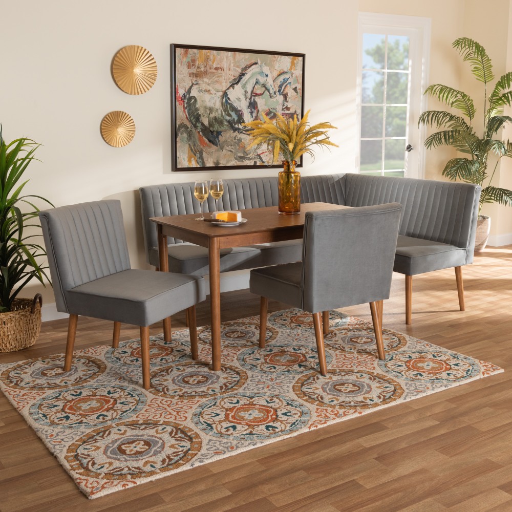 Baxton Studio Alvis 5-Piece Dining Nook Set, 27-3/4”H