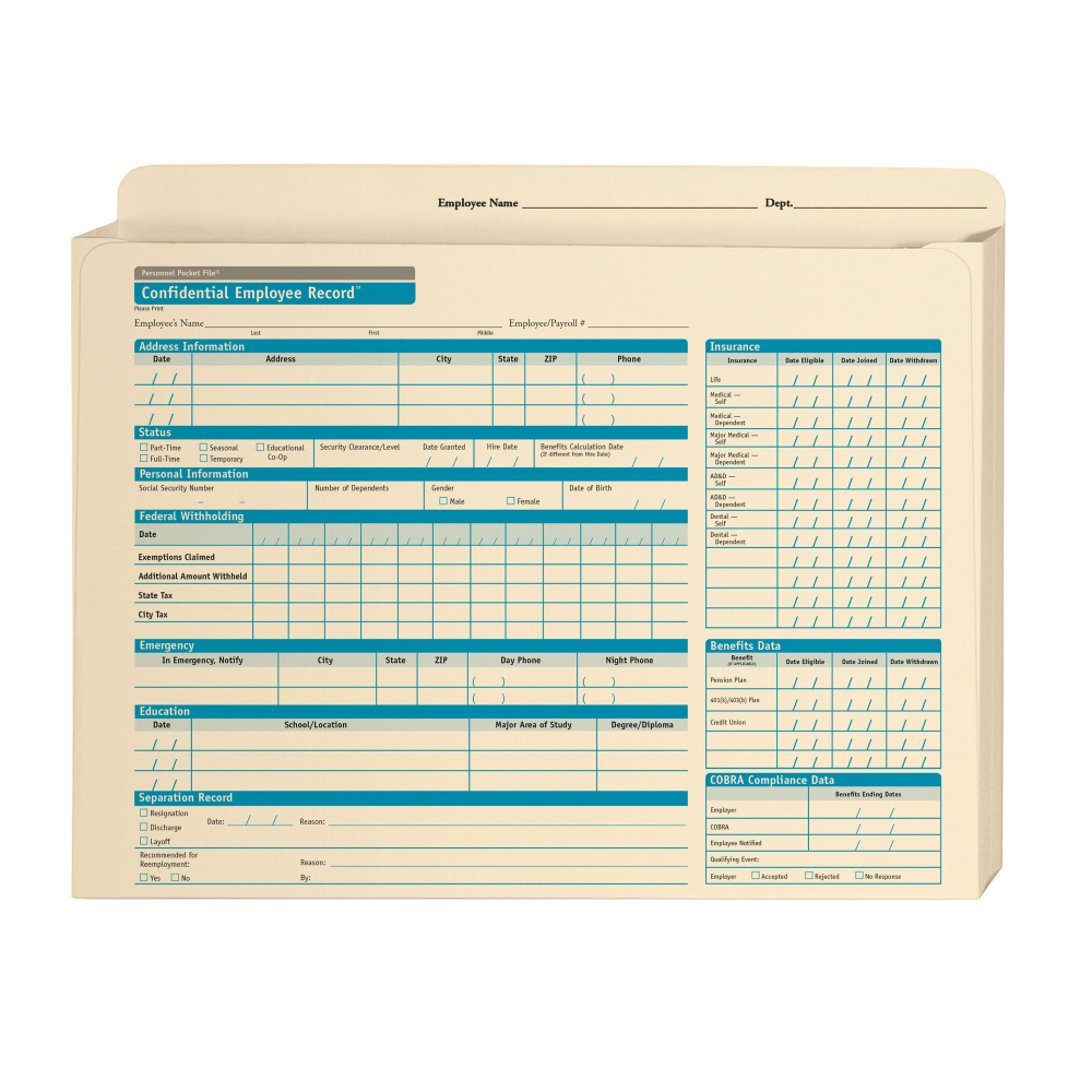 ComplyRight Expandable Confidential Personnel Pocket Files, 11