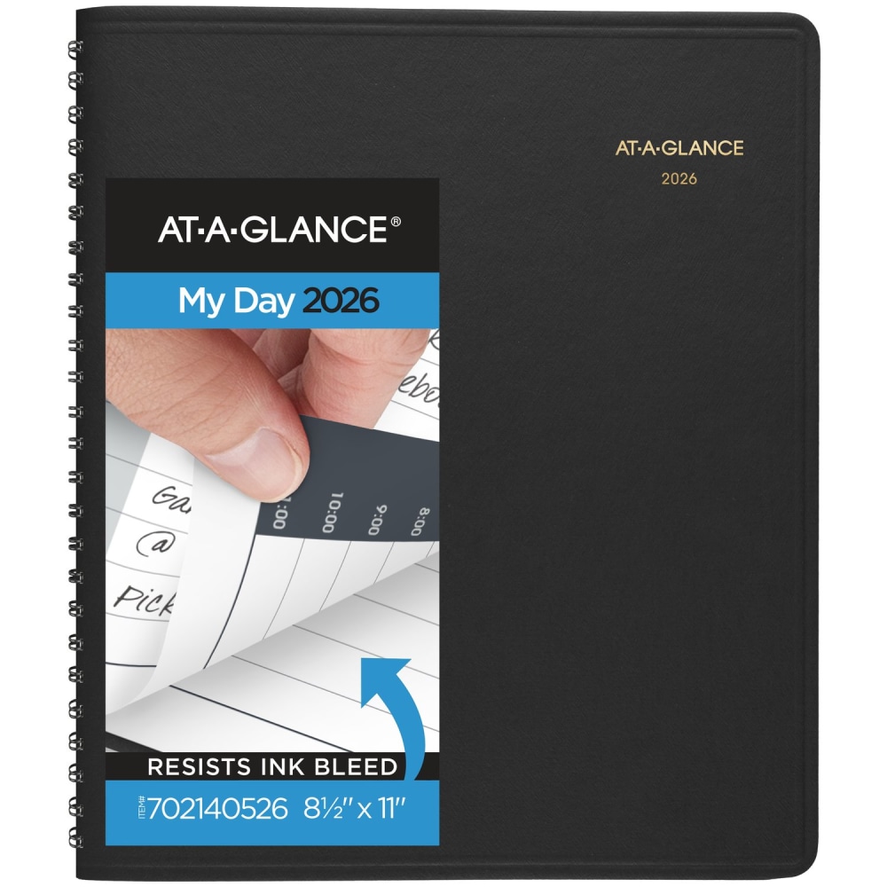 AT-A-GLANCE® 24-Hour 2026 Daily Appointment Book Planner, Black,