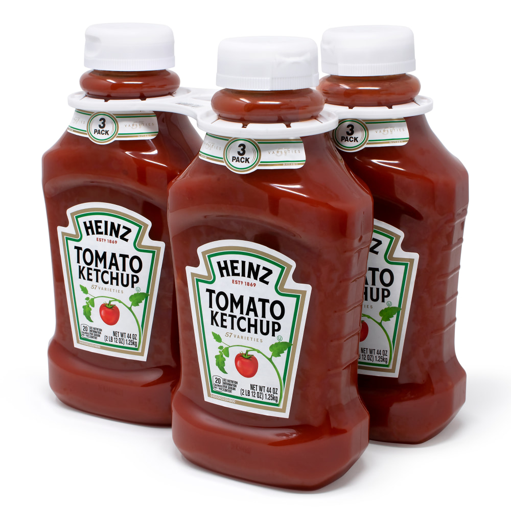 Heinz Tomato Ketchup, 44 Oz Bottle, Pack Of