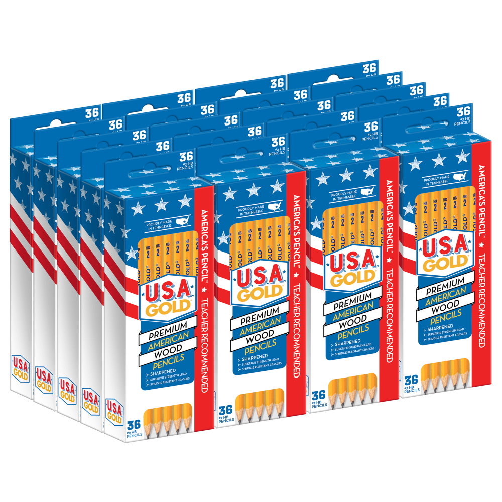 Cra-Z-Art U.S.A. Gold Sharpened Pencils, #2 Lead, Medium,