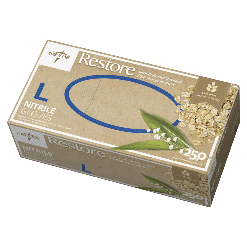 Medline Restore Nitrile Exam Gloves With Colloidal Oatmeal,