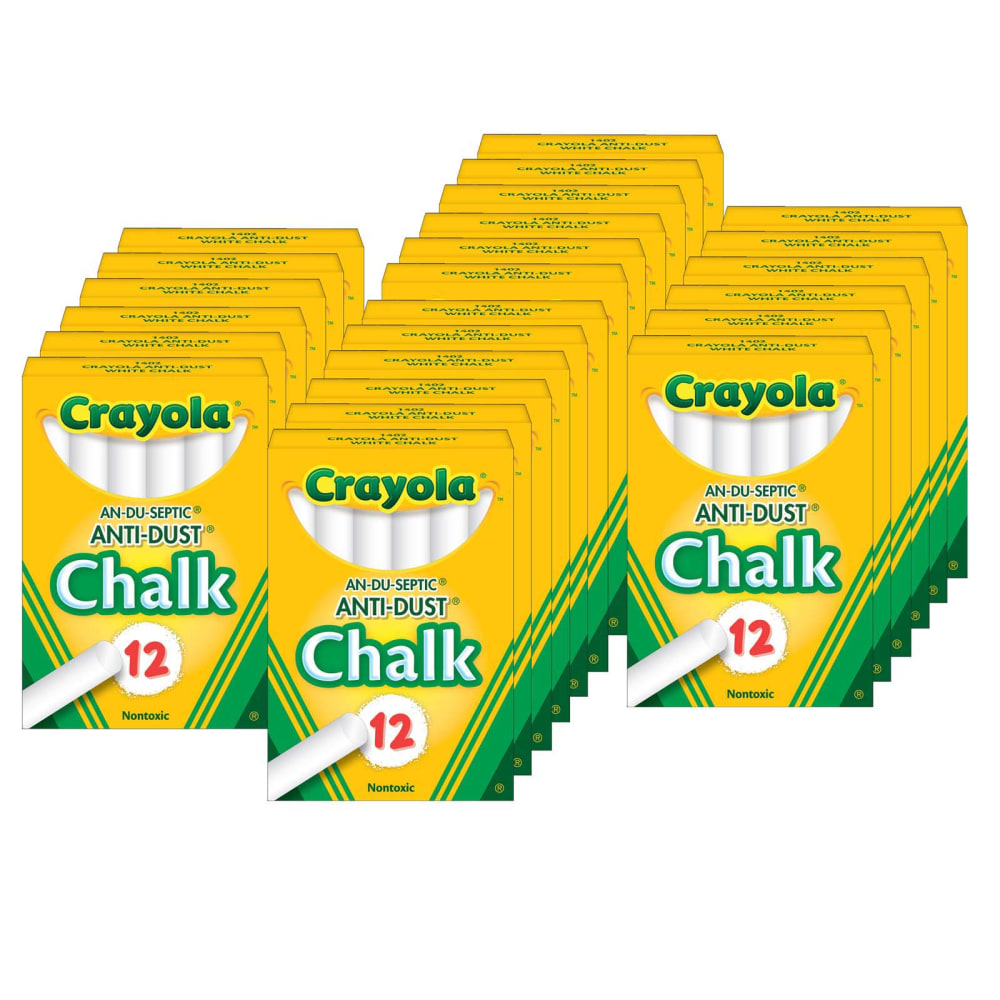 Crayola® Anti-Dust Chalkboard Chalk, 3/8", White, 12 Sticks
