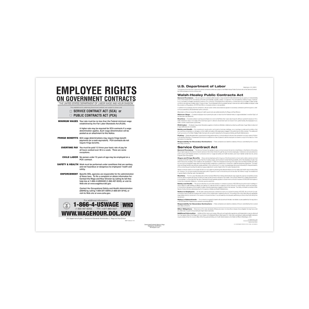 ComplyRight®®® Federal Contractor Posters, Walsh-Healey