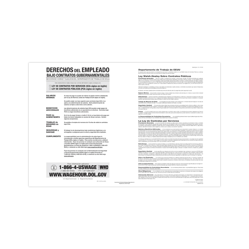 ComplyRight™ Federal Contractor Posters, Walsh-Healey