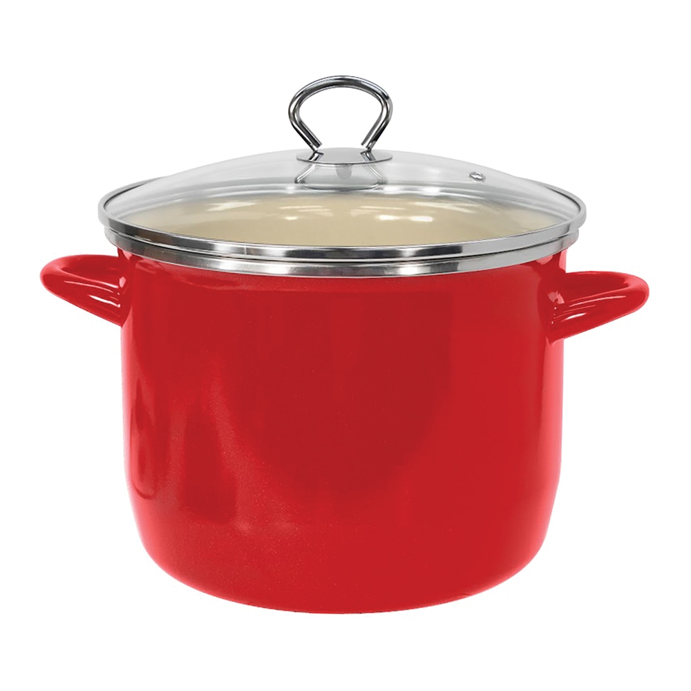 Vasconia® Enamel-On-Steel Straight Stockpot With Glass Lid, 8