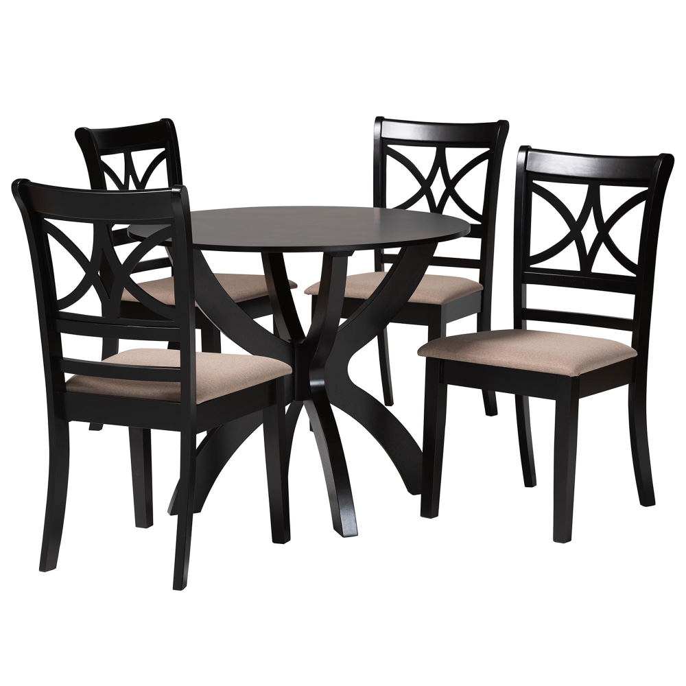 Baxton Studio Noemi Modern Fabric/Finished Wood 5-Piece Dining