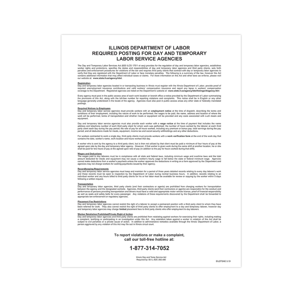 ComplyRight™ State Specialty Poster, Day And Temporary Labor