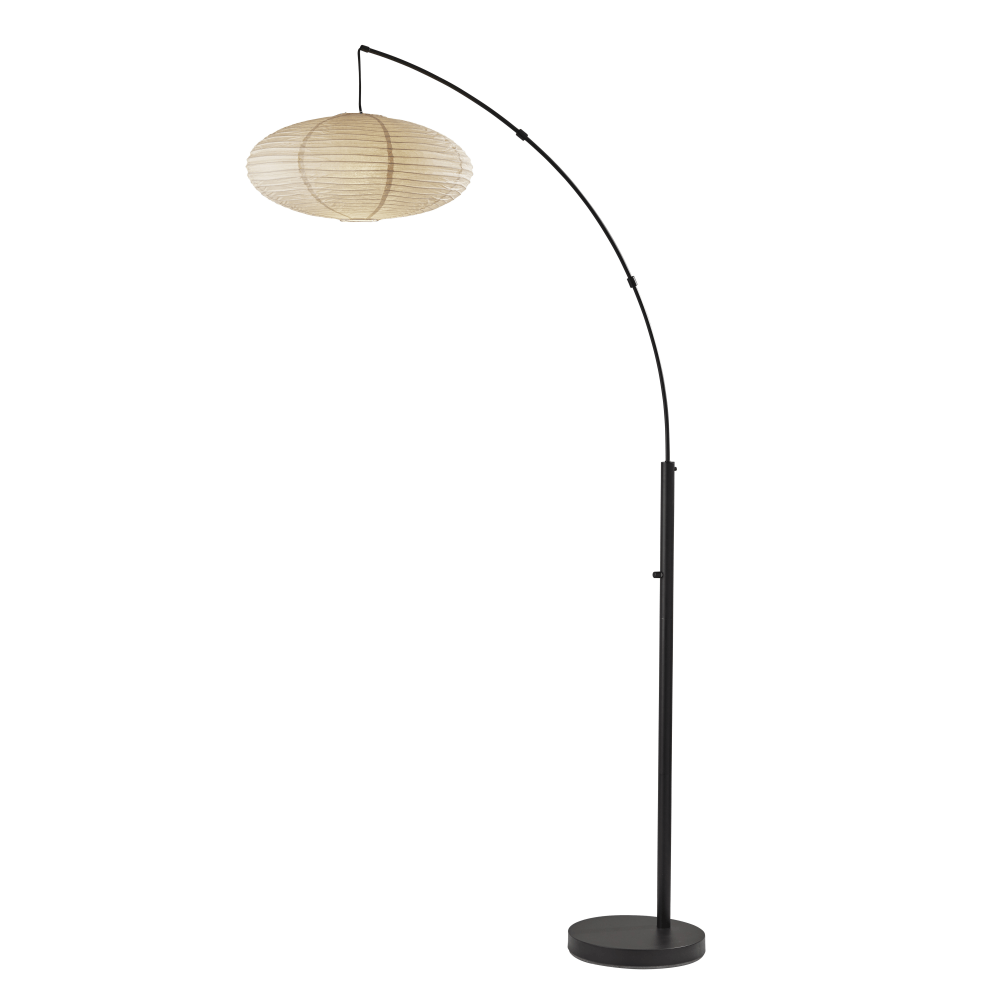 Adesso® Corrine Arc Floor Lamp, 80"H, Off-White Shade/Black