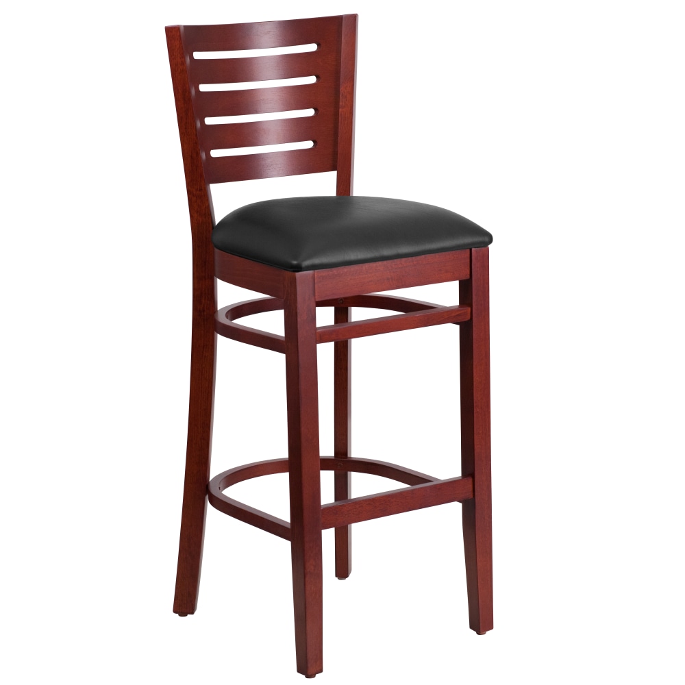 Flash Furniture Slat Back Restaurant Bar Stool, Black/Mahogany