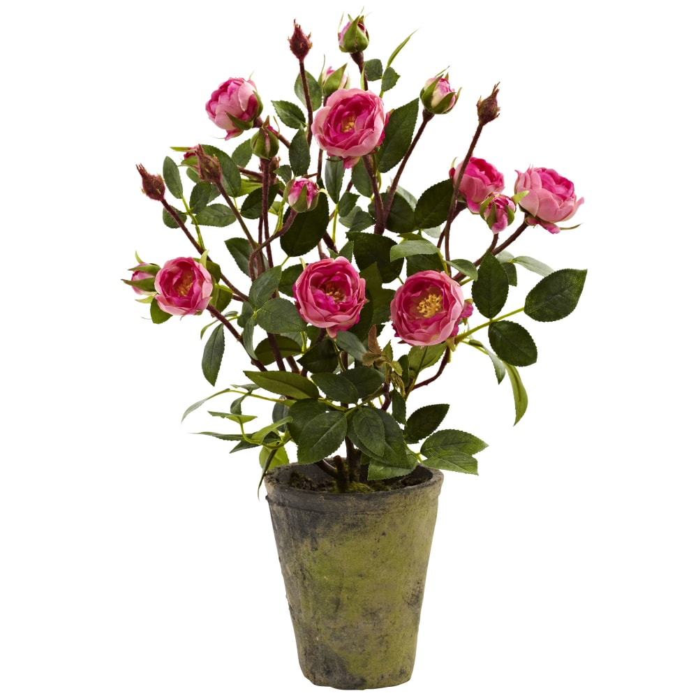 Nearly Natural French Rose 14”H Plastic Plant Garden