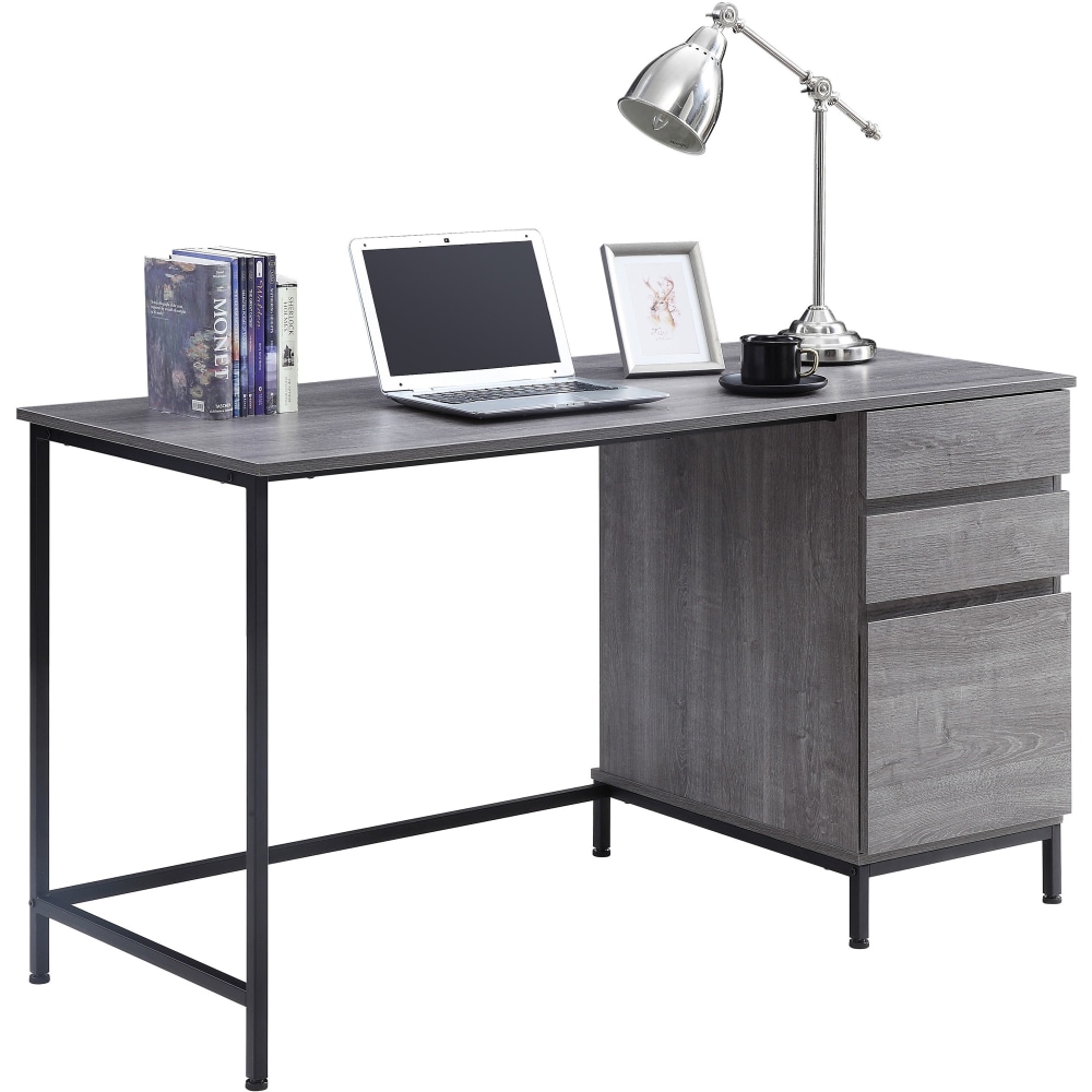 Lorell SOHO Desk with Side Drawers - 55"