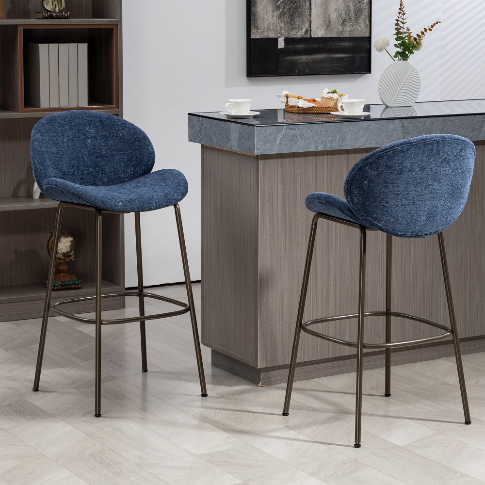 Glamour Home Benedetta Upholstered Fabric Barstools With Backs,