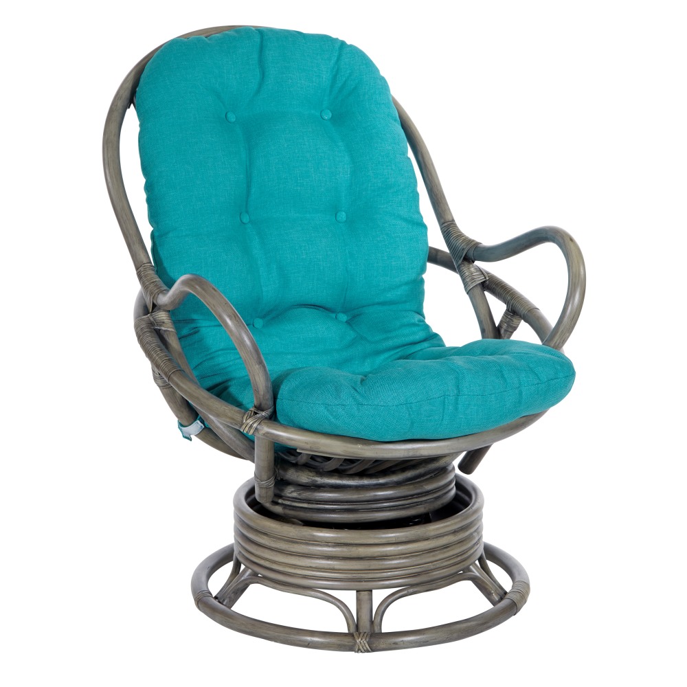 Office Star Tahiti Rattan Swivel Rocker Accent Chair,