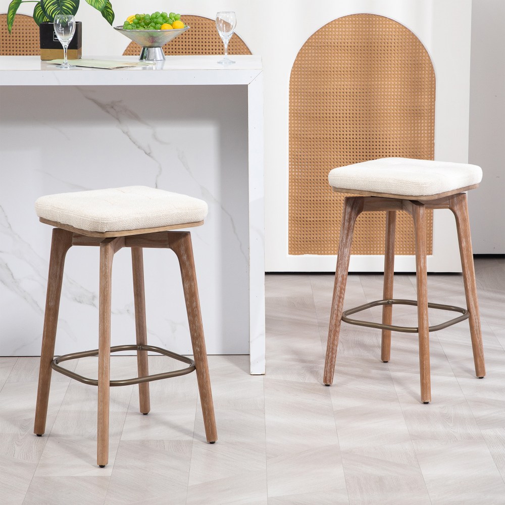 Glamour Home Beckham Fabric Counter Height Stools, Beige,