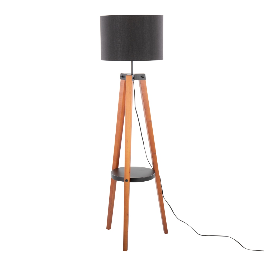 LumiSource Compass Floor Lamp With Shelf, 58-1/2"H,
