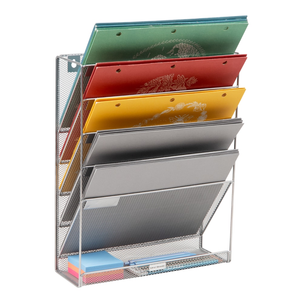 Mind Reader 5-Tier Vertical File Storage Basket, 16"H