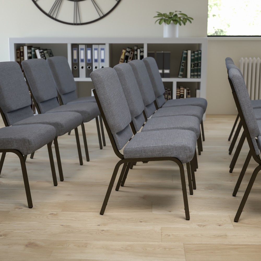 Flash Furniture HERCULES Series Stacking Church Chair, Gray/Gold