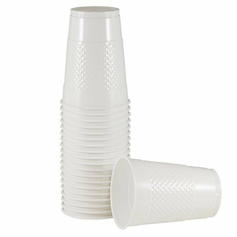 JAM PAPER Plastic Party Cups, 16 oz, White,