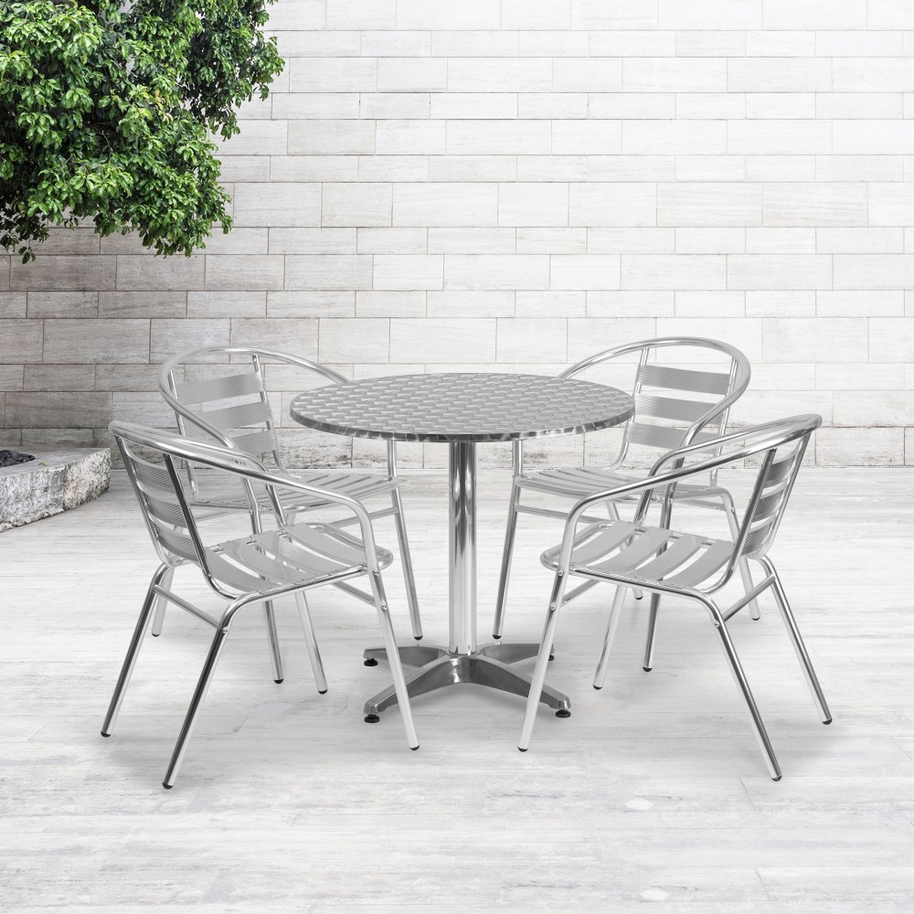 Flash Furniture Round Aluminum Indoor/Outdoor Table Set With