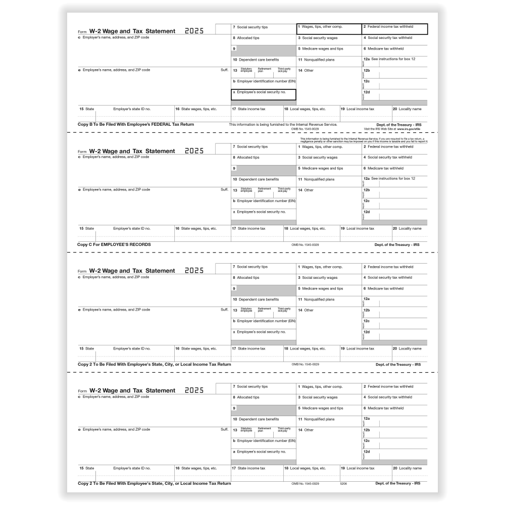 ComplyRight® W-2 Tax Forms, Employee’s Copies B, C,