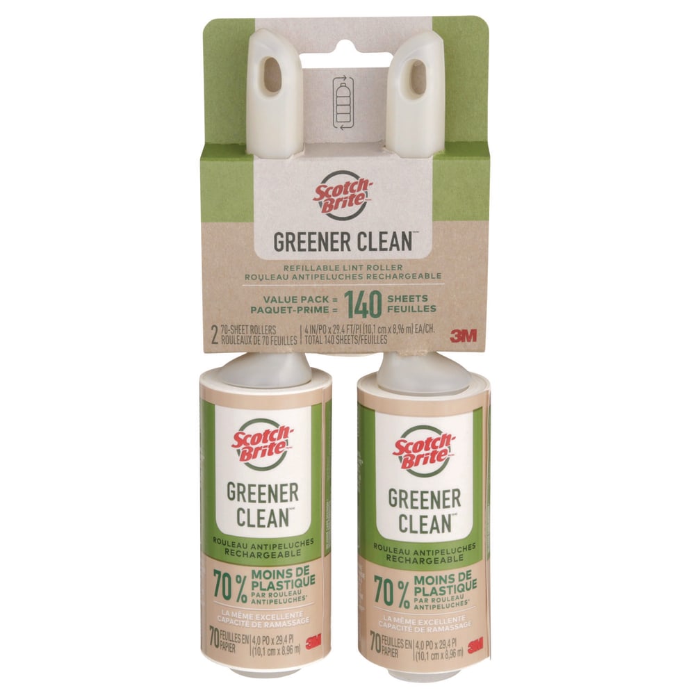 Scotch-Brite™ Greener Clean Lint Roller, 70 Sheets/Roll