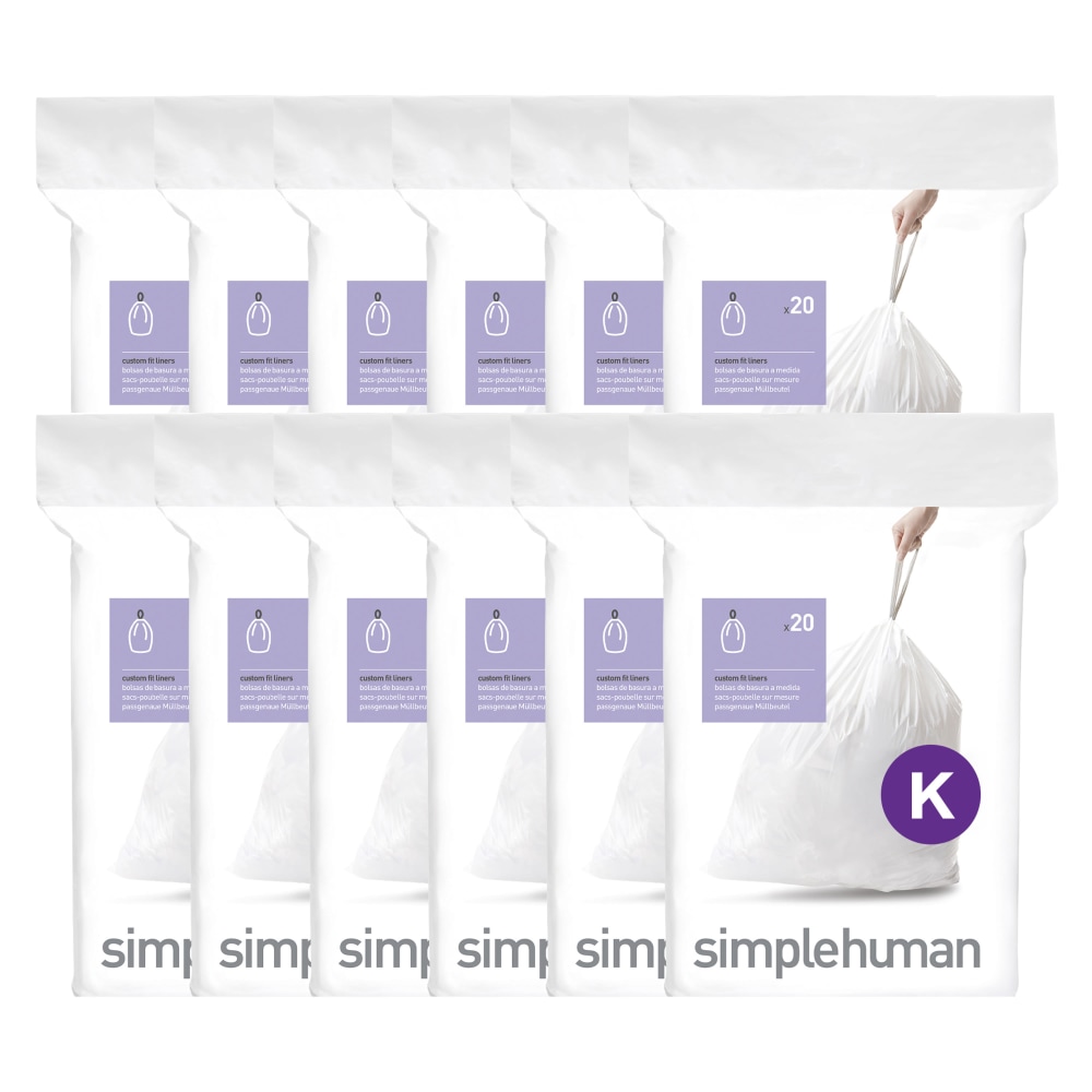 simplehuman® Custom Fit Can Liners, K, 35-45L/9-12G, White,