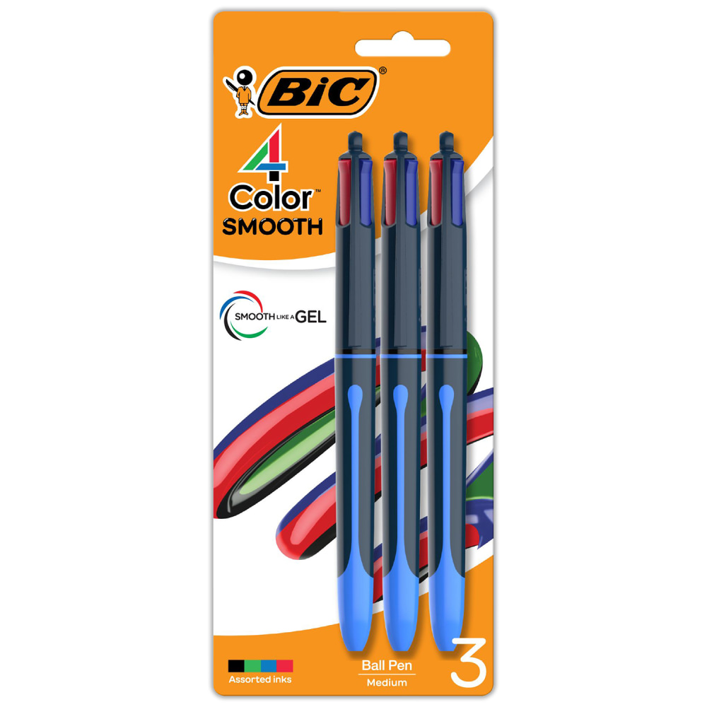 BIC 4-Color Smooth Retractable Ballpoint Pens, Medium Point,