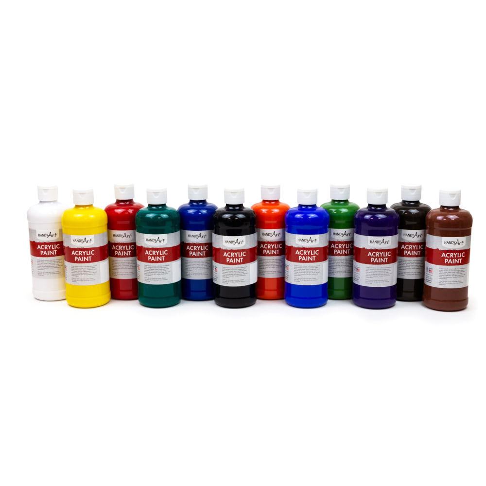 Handy Art Acrylic Paint, 16 Oz, Assorted Colors,