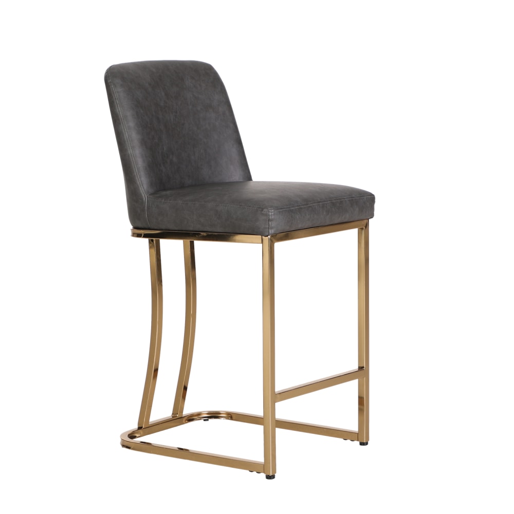 ALPHA HOME Faux Leather Counter-Height Bar Stool With